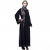 Front open abaya with side embroidery work- Navy Blue